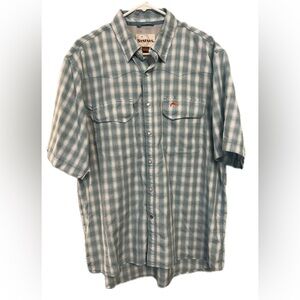 Simms Lightweight Short Sleeve Button Down Shirt, Size Large
